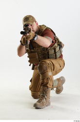 Whole Body Weapons-Rifle Man Pose with machine rifle White Army Athletic Bearded Studio photo references